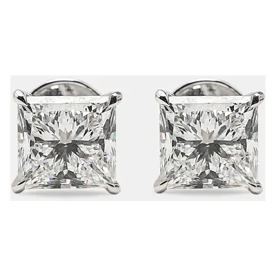 18k White Gold Princess Cut Lab Grown Diamonds Earrings (Approx 6.00 cts)