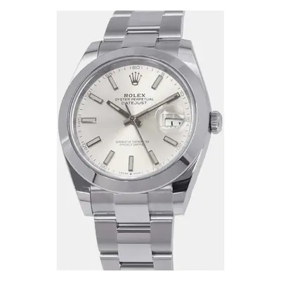 Rolex Silver Stainless Steel Datejust Automatic Men's Wristwatch mm