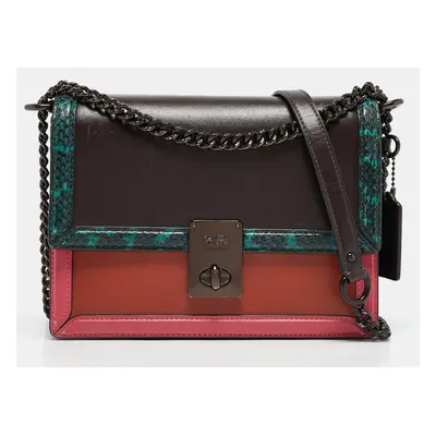 Coach Multicolor Leather and Snakeskin Hutton Shoulder Bag