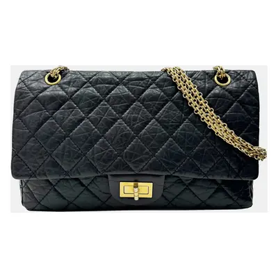 Chanel Black Aged Calfskin Quilted 2.55 Reissue Flap Bag