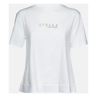 Stella McCartney White Cotton Logo Embossed Crew Neck T-Shirt