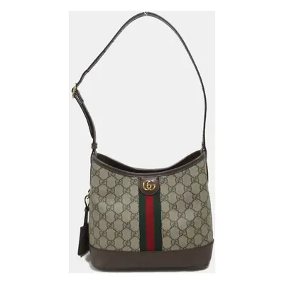 Gucci Beige Brown Coated Canvas Shoulder Bag