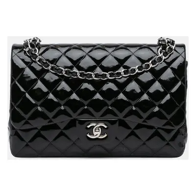 Chanel Black Patent Jumbo Classic Double Flap Bag