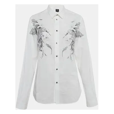 Alexander McQueen White Printed Cotton Button Front Shirt