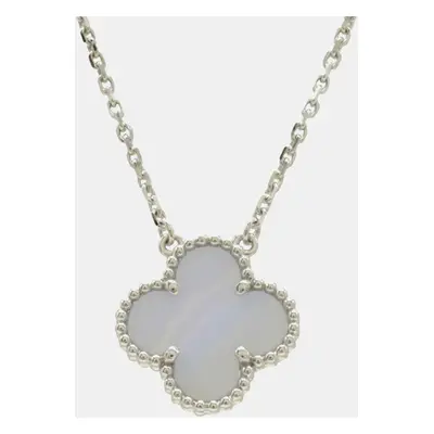 Van Cleef & Arpels Chalcedony White Gold VCA Alhambra Necklace