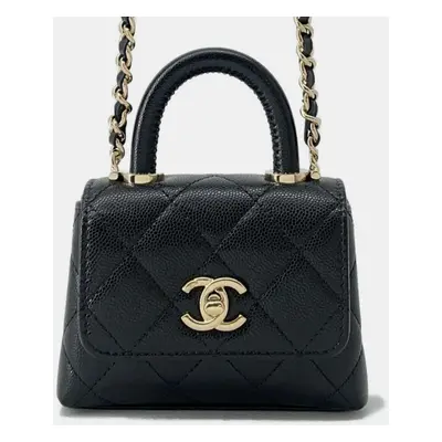 Chanel Black Caviar Leather Coco Handle Bag