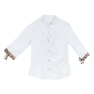 Roberto Cavalli Angels White Ruffle Neck Button Down Shirt