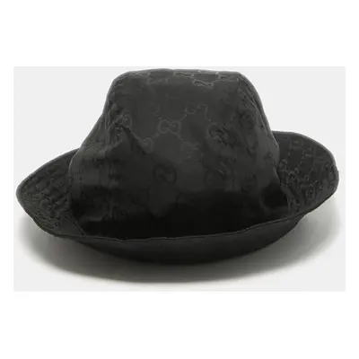 Gucci Black GG Web Nylon Bucket Hat With Pouch