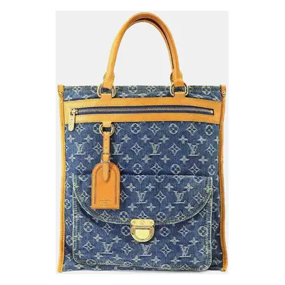 Louis Vuitton Blue Denim Monogram Sac Plat Tote Bag