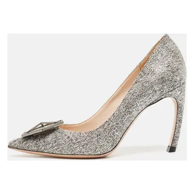 Nicholas Kirkwood Grey Tweed Hexagon Pointed Toe Pumps Size