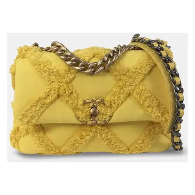 Chanel Yellow Medium Canvas Flap Bag