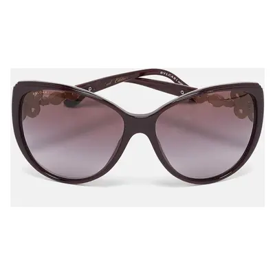 Bvlgari Burgundy Gradient 8097-B Crystal Flower Cat Eye Sunglasses