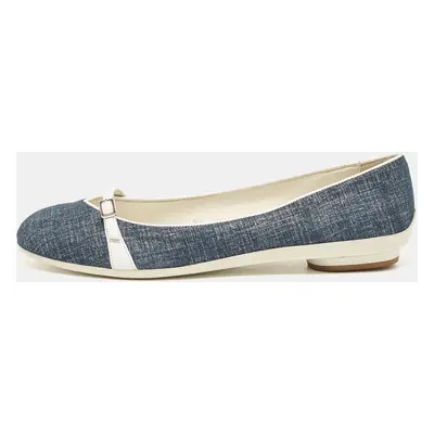 Salvatore Ferragamo Blue Denim Audrey Ballet Flats Size 40.5