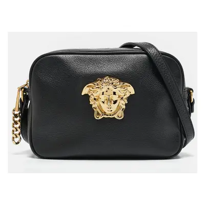 Versace Black Leather Palazzo Medusa Camera Crossbody Bag