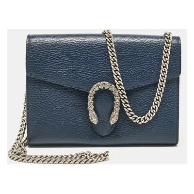 Gucci Dark Blue Leather Mini Dionysus Wallet on Chain