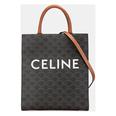 Celine Brown Small Triomphe Coated Canvas Vertical Cabas