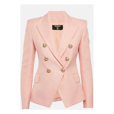 Balmain Pink Crepe Double Breasted Blazer