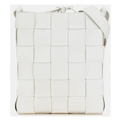 Bottega Veneta White Nappa Intrecciato Cassette Messenger