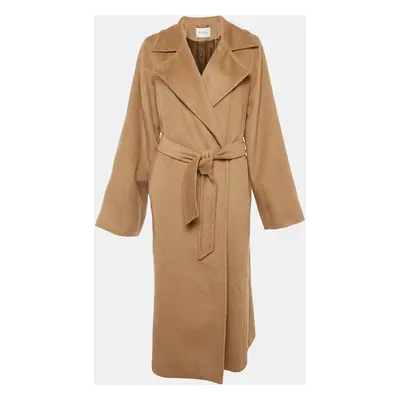 Max Mara Brown Felt Button Front Belted Coat