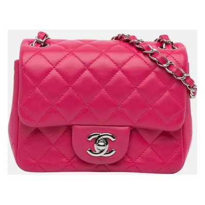 Chanel Pink Mini Square Classic Lambskin Single Flap