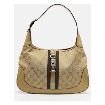 Gucci Beige GG Canvas and Leather Jackie O Hobo