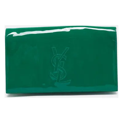 Yves Saint Laurent Green Patent Leather Belle De Jour Flap Clutch