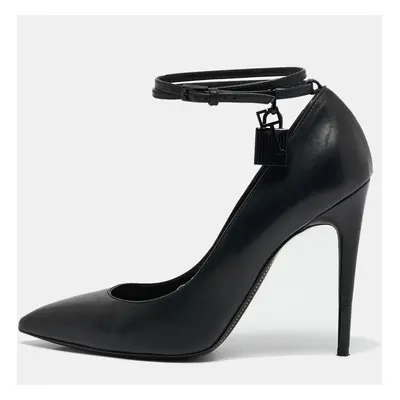 Tom Ford Black Leather Padlock Ankle Wrap Pumps Size