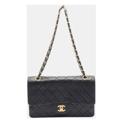 Chanel Black Lambskin Medium Classic Double Flap Shoulder Bag