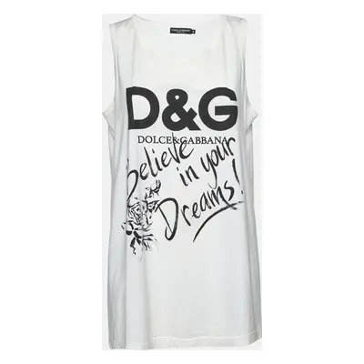 Dolce & Gabbana White Printed Cotton Jersey Vest Top