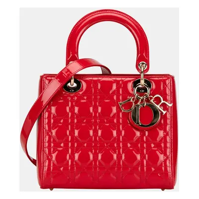 Dior Red Medium Patent Cannage Lady Dior