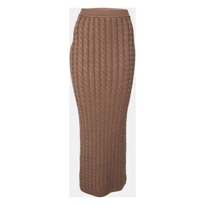 Ronny Kobo Brown Cable Knit Wool Midi Skirt