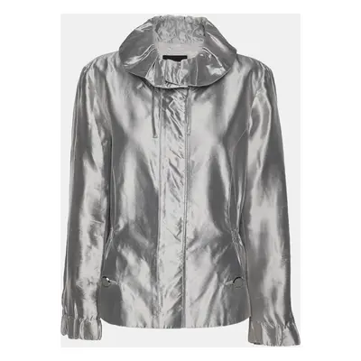 Giorgio Armani Silver Silk Zipped Jacket