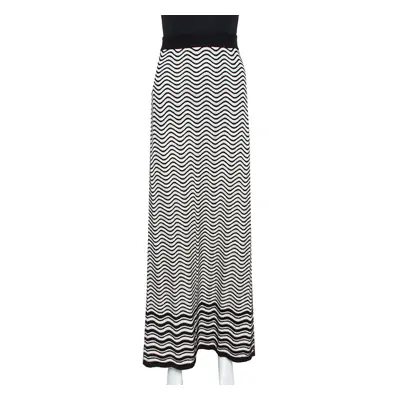 M Missoni Monochrome Wave Patterned Knit Maxi Skirt