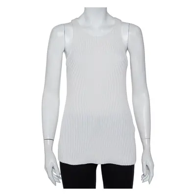 Joseph White Cable Knit Cotton Racer Back Detail Tank Top