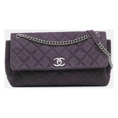 Chanel Purple Quilted Iridescent Caviar Lady Pearly Flap