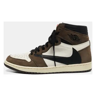 Air Jordans White/Brown Leather and Suede Jordan Retro High OG SP Travis Scott Mocha Sneakers Si