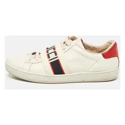 Gucci Cream Leather Logo Band Ace Sneakers Size