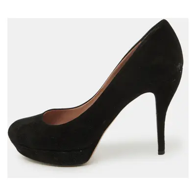 Gucci Black Suede Round Toe Platform Pumps Size