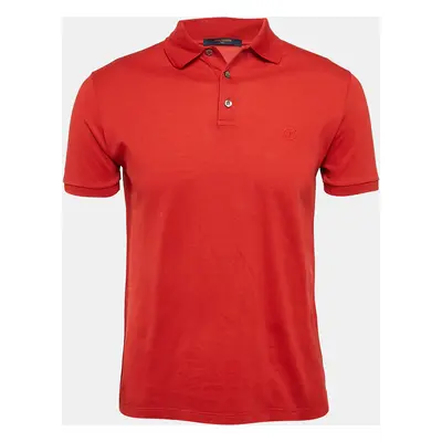 Louis Vuitton Red LV Embroidered Pique Cotton Polo T-Shirt