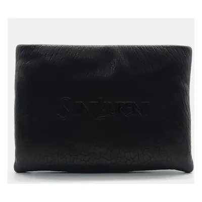 Saint Laurent Paris Black Leather logo padded clutch bag