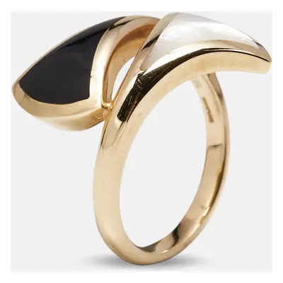 Bulgari Divas Dream Mother Of Pearl Onyx 18k Rose Gold Ring Size