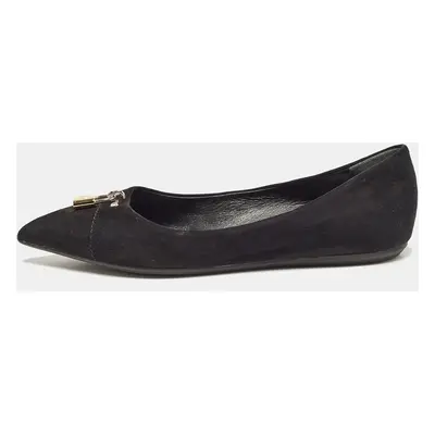 Louis Vuitton Black Suede Lock It Ballet Flats Size