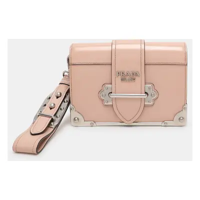 Prada Nude Pink Patent Leather Cahier Shoulder Bag