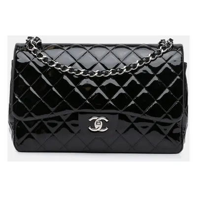 Chanel Black Patent Jumbo Classic Double Flap Bag