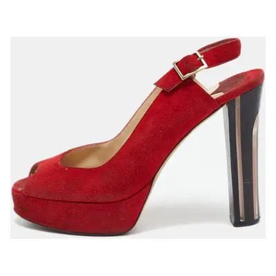 Jimmy Choo Red Suede Lexy Slingback Sandals Size