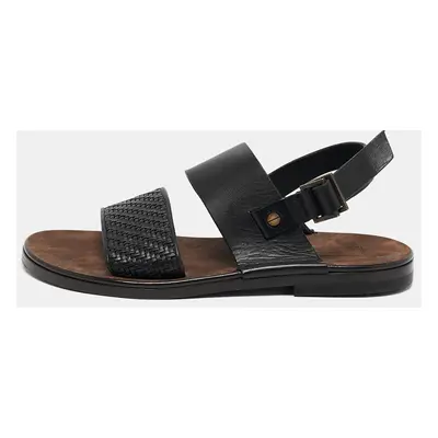 Ermenegildo Zegna Black Woven Leather Strap Flat Sandals Size