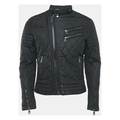 Ralph Lauren Black Nylon Zip-Up Quilted Biker Jacket