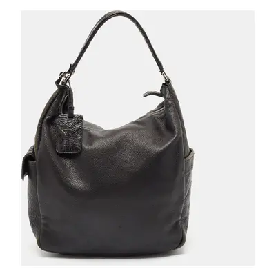 Yves Saint Laurent Black Pebbled Leather and Alligator Multy Hobo