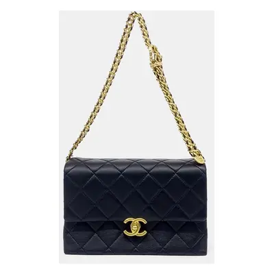 Chanel Black Leather Chain Strap Flap Bag