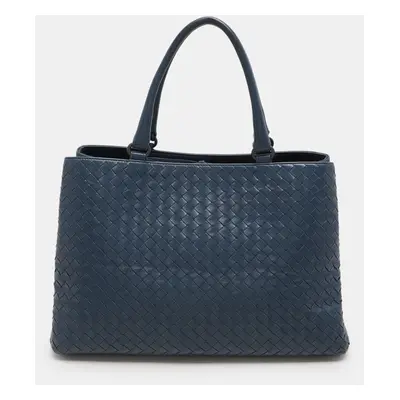 Bottega Veneta Blue Intrecciato Leather Tote